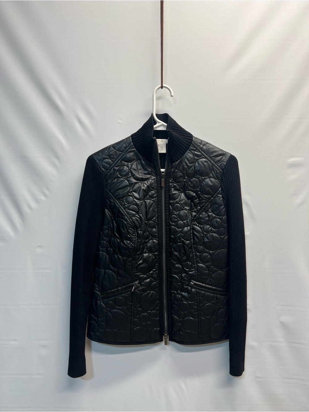 Per Se Carlisle Black Quilted Mixed Media Jacket Size 4